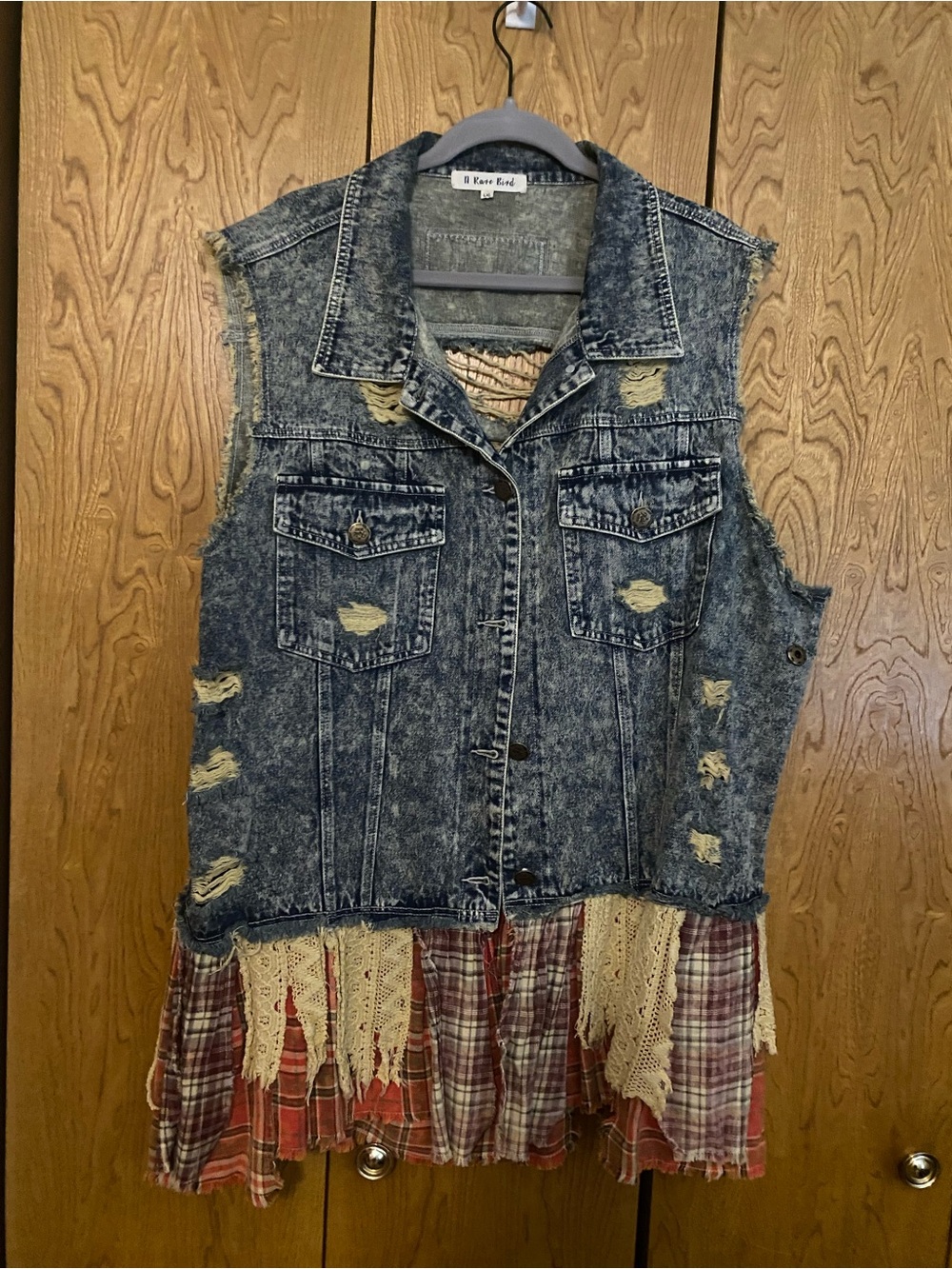 A RARE BIRD Acid-Wash Denim Vest